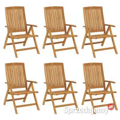 vidaXL Rozkładane krzesła ogrodowe, 6 szt., lite drewno teko
