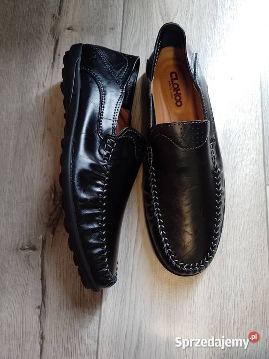 42 Leather Czarne skórzane mokasyny wieczorowe Kraków