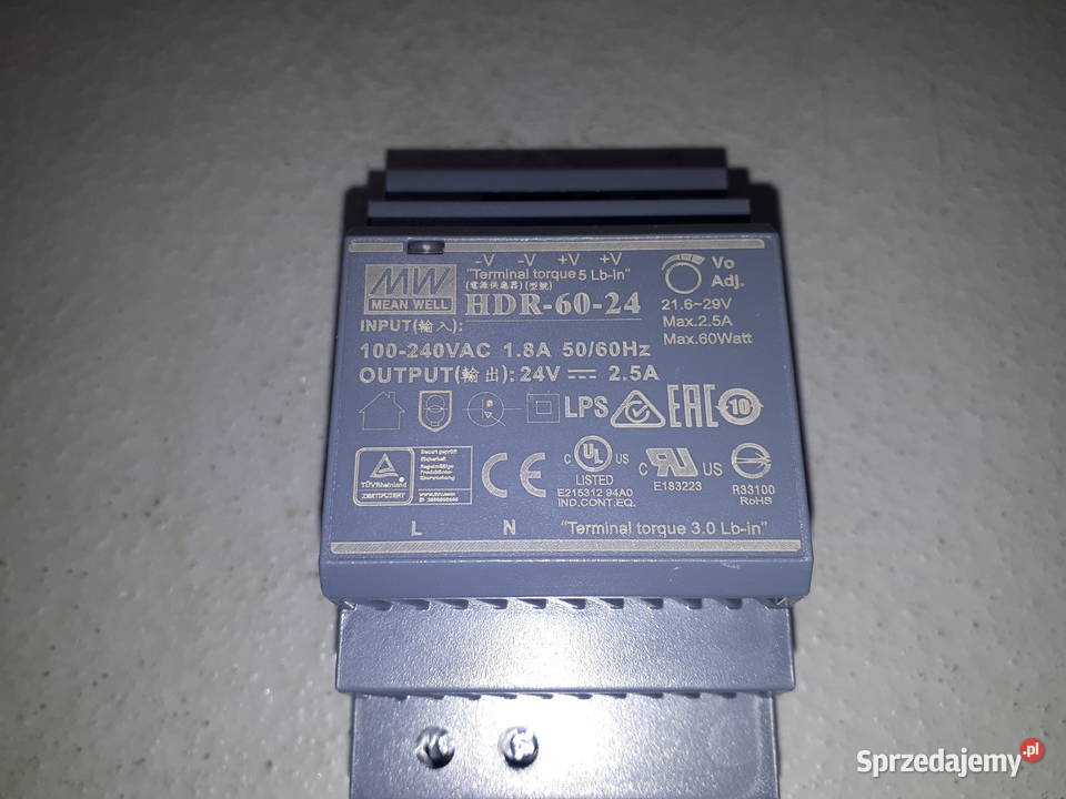 MeanWell HDR6024 Zasilacz na szynę DIN 24VDC 25A śląskie Sosnowiec