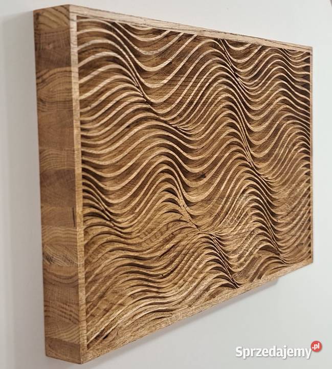 Sztuka optyczna płaskorzeźba w dębie panel Obrazki i obrazy Malechowo