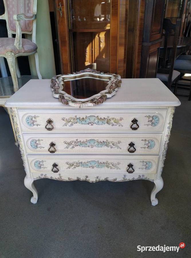 Francuska komoda Ludwik ecru z lustrem Białystok