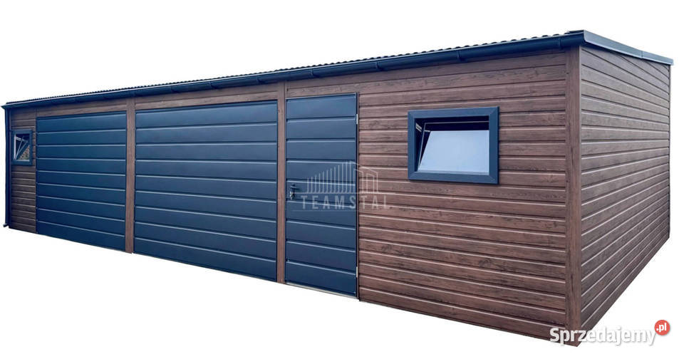 Garaż blaszany 10x3m 2x brama drzwi 2x okno