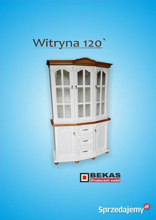 Witryna 120 Biała Korona Blat Dąb Naturalny 199cm Toruń