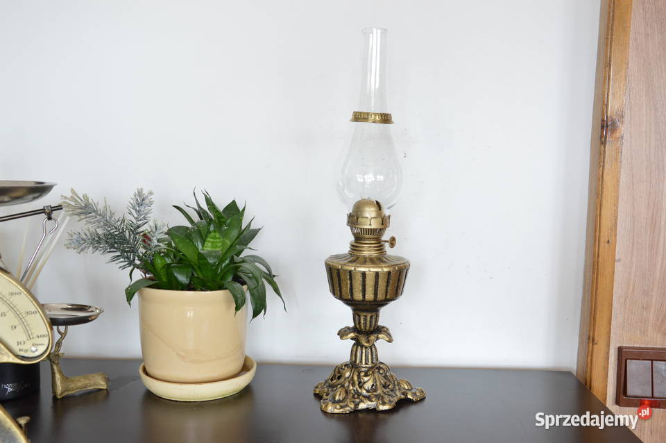 piękna żeliwna LAMPA NAFTOWA b stara Antyki Jastrzębie-Zdrój sprzedam