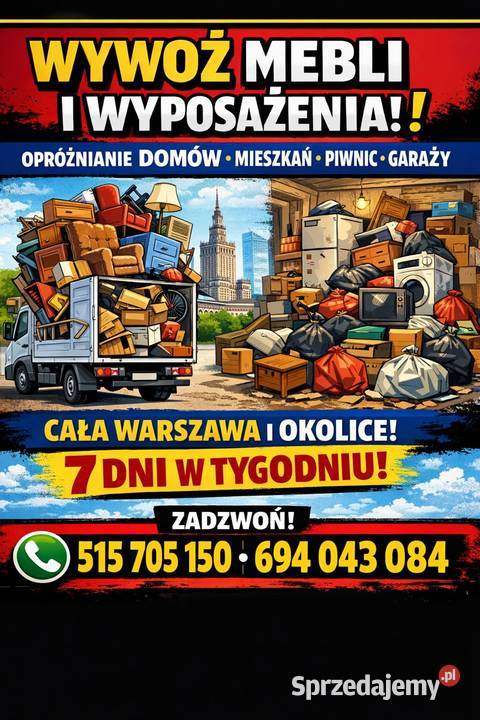 WYWÓZ MEBLI GABARYTÓW wynoszenie na śmietnik Wywóz gruzu i śmieci mazowieckie Warszawa
