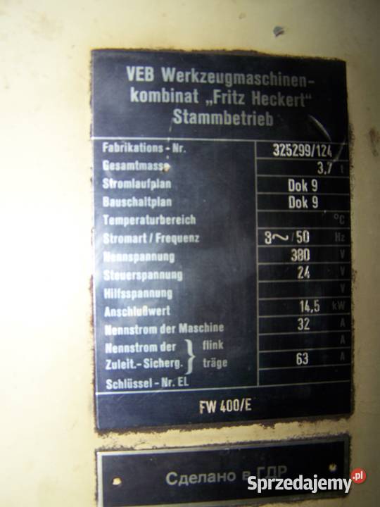Frezarka uniwersalna WMW Heckert FW 400 E Piotrków Trybunalski sprzedam