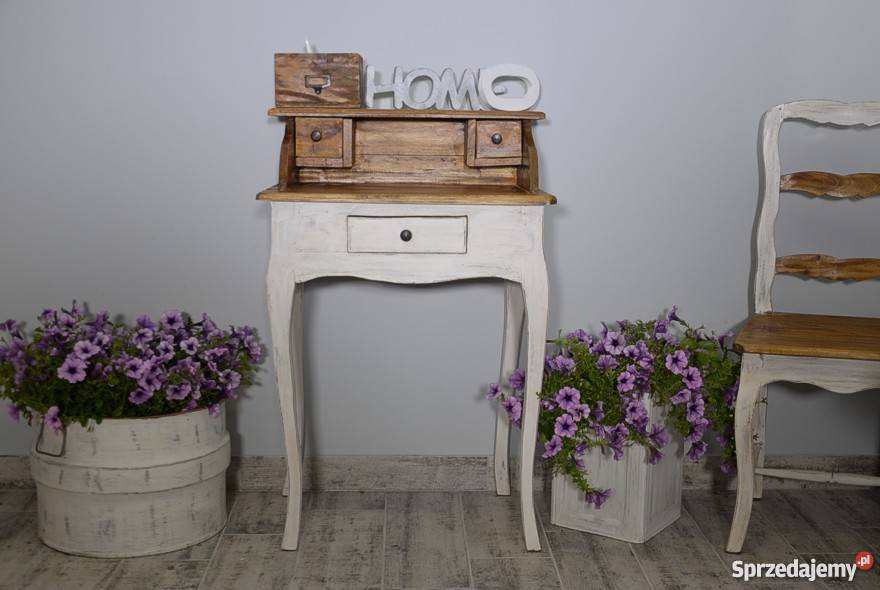 BIURKO DREWNIANE RUSTYKALNE SEKRETARZYK BIAŁY Węgrów