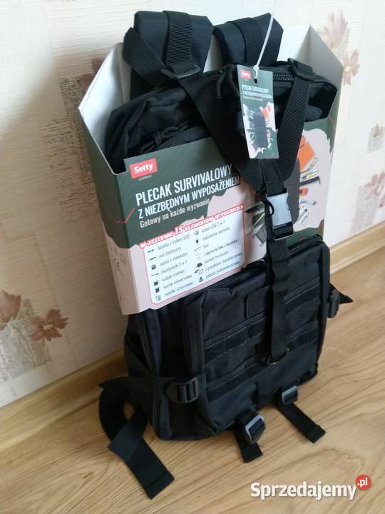 NOWY Plecak Survivalowy CZARNY z Niezbędnym Zabrze