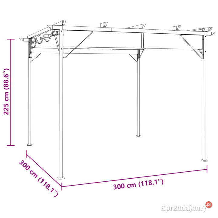 Pergola ogrodowa ze zwijanym dachem taupe 3x3 m Dom i Ogród Warszawa