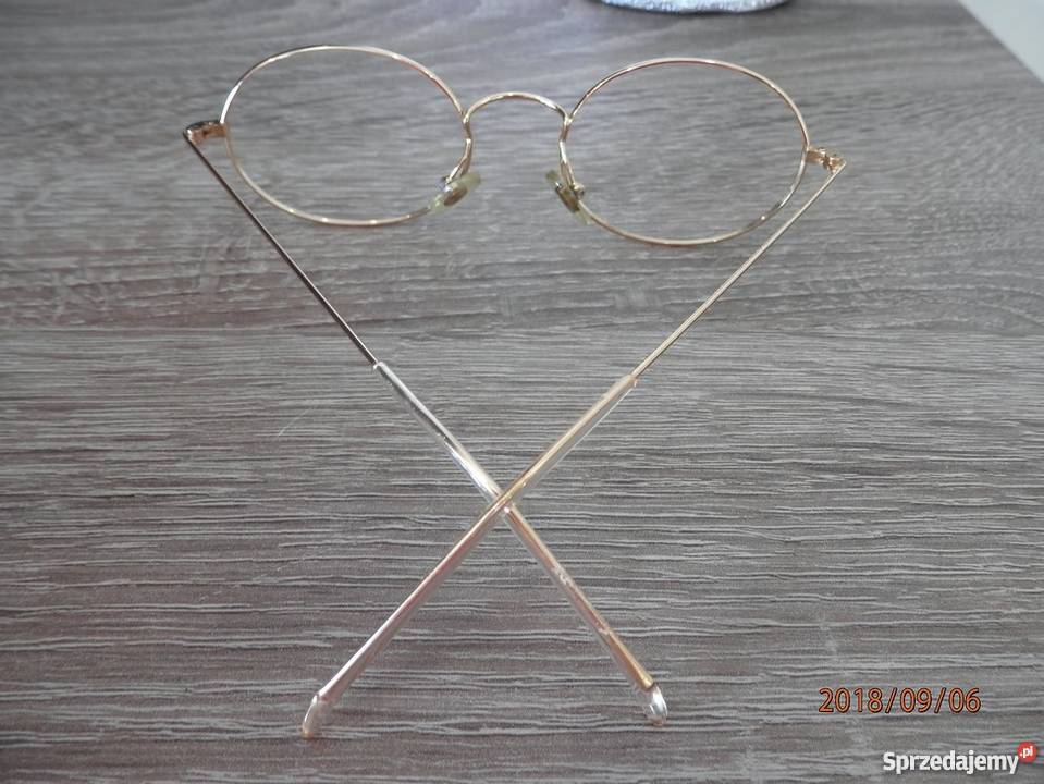 Okulary Oprawki Okularowe Owalne Włoskie Złote Uniseks