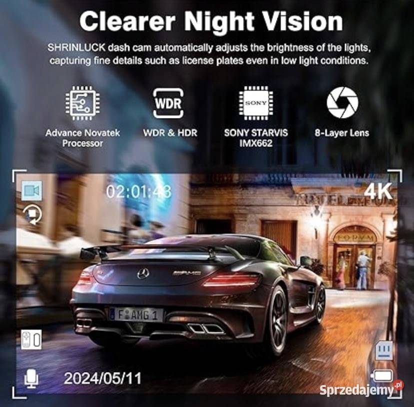 Kamera samochodowa Shrinluck X5 4K 3kanałowa Łuków