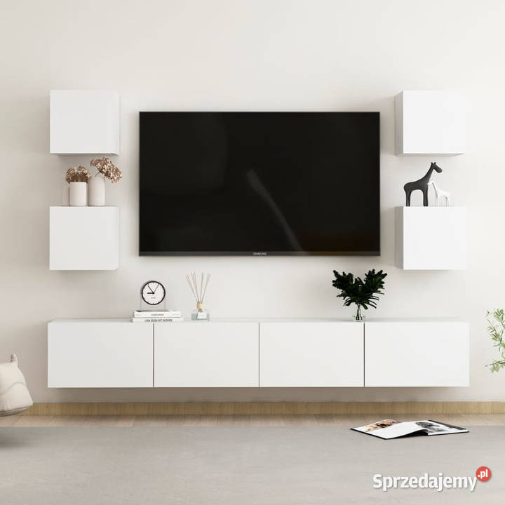 6cz zestaw szafek TV biały materiał RTV mazowieckie Warszawa