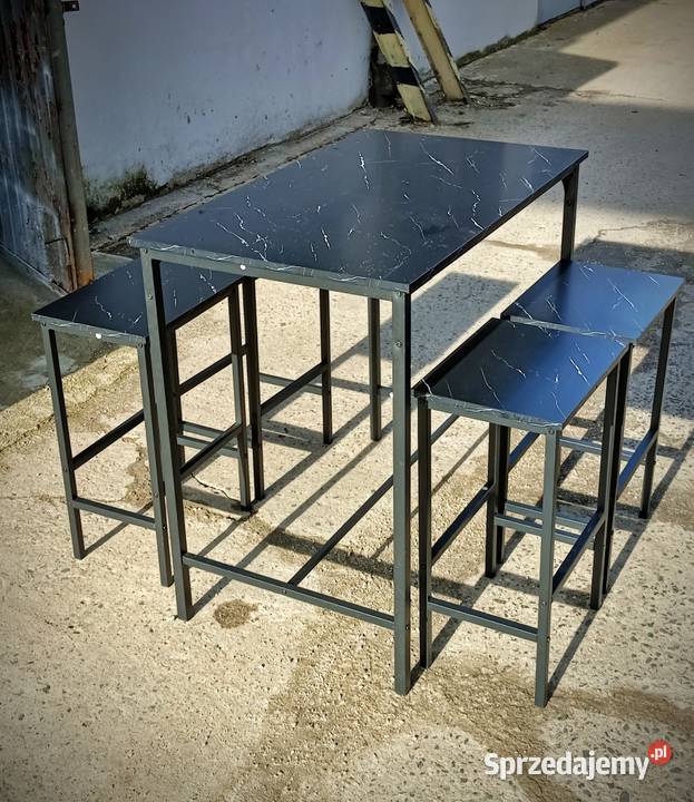 Stół z 4 krzesłami czarny marmur 100x60x90 Gorzów Wielkopolski