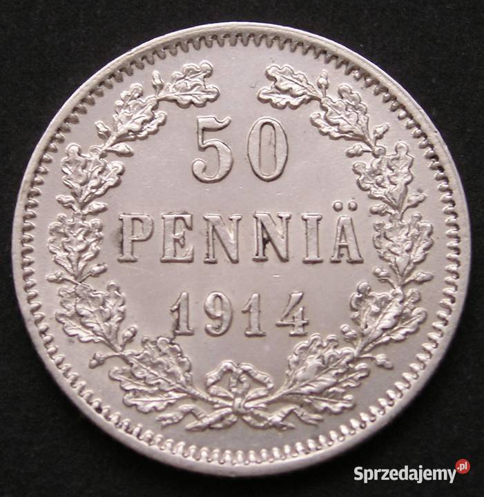 FINLANDIA 50 PENNIA 1914 SREBRO STAN 12 łódzkie Łódź