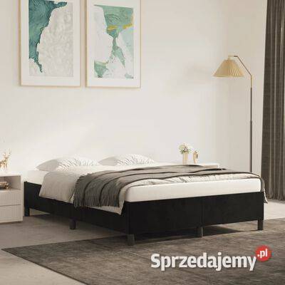 vidaXL Rama łóżka, czarna, 140 x 200 cm, tapicerowana aksami