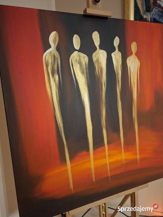 Obraz olejny sygnowany duzy 100x100 Nowa Sól