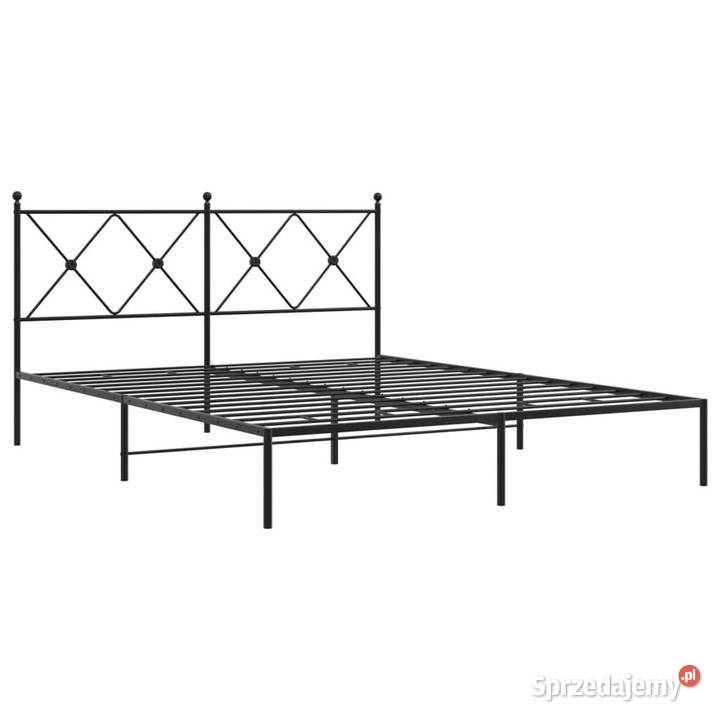 Łóżko Metalowe Czarne Rama Łóżka Ze Stelażem 90cm