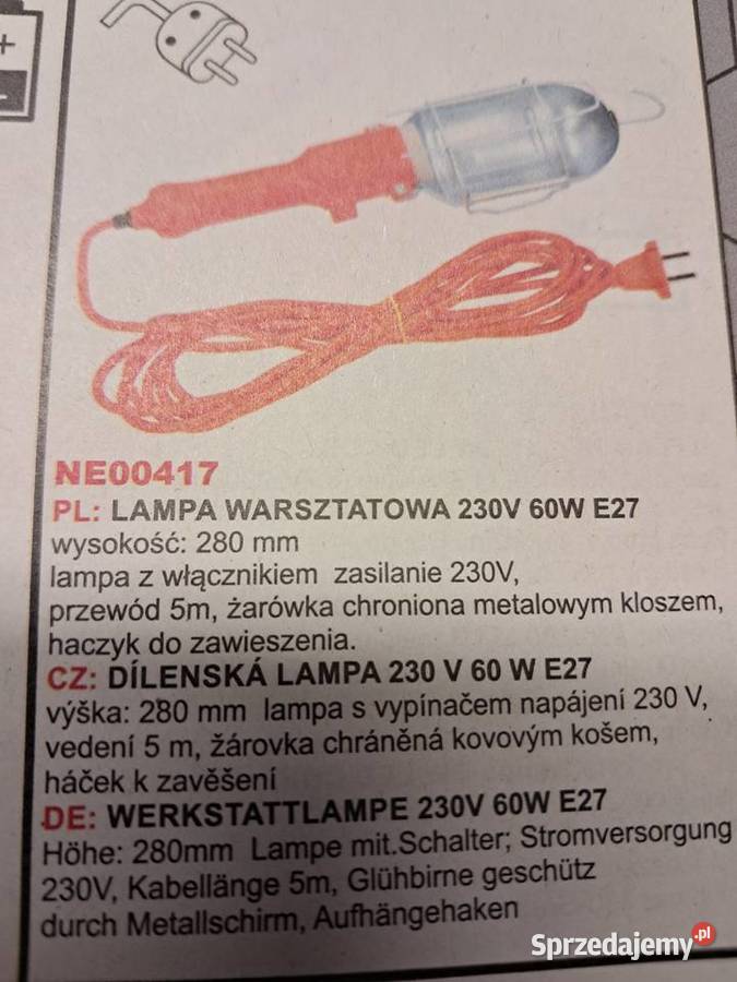 Lampa warsztatowa kabel 8 m na żarówkę Częstochowa