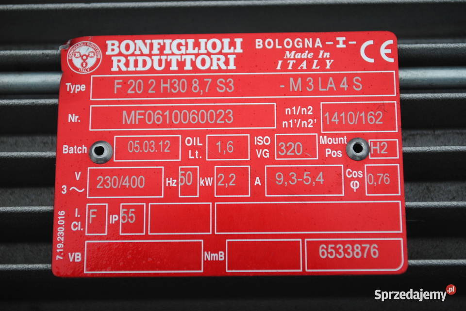 Motoreduktor 22kw 162obrmin Firmy Bonfiglioli Kargowa
