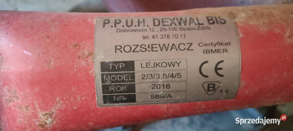 Rozsiewacz do nawozów lejek DEXWAL 400L z 2016 r Rozsiewacze nawozów Wołajowice