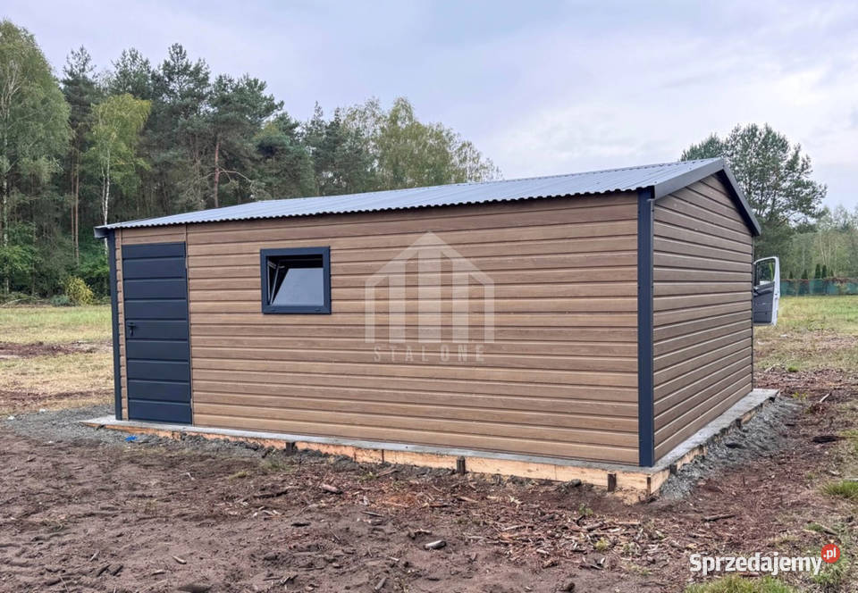 Garaż blaszany 45x5m brama uchylna drzwi okno Września