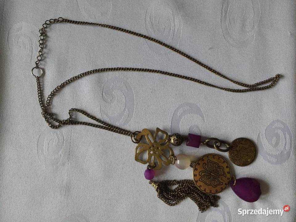 Naszyjnik łańcuszek wisiorek z fioletową Szczecin