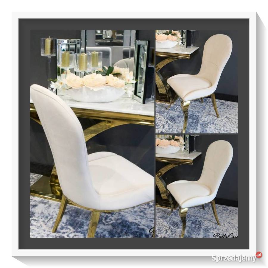 Krzesła glamour Tiffany Gold Złote Tapicerowane RÓŻNE KOLORY
