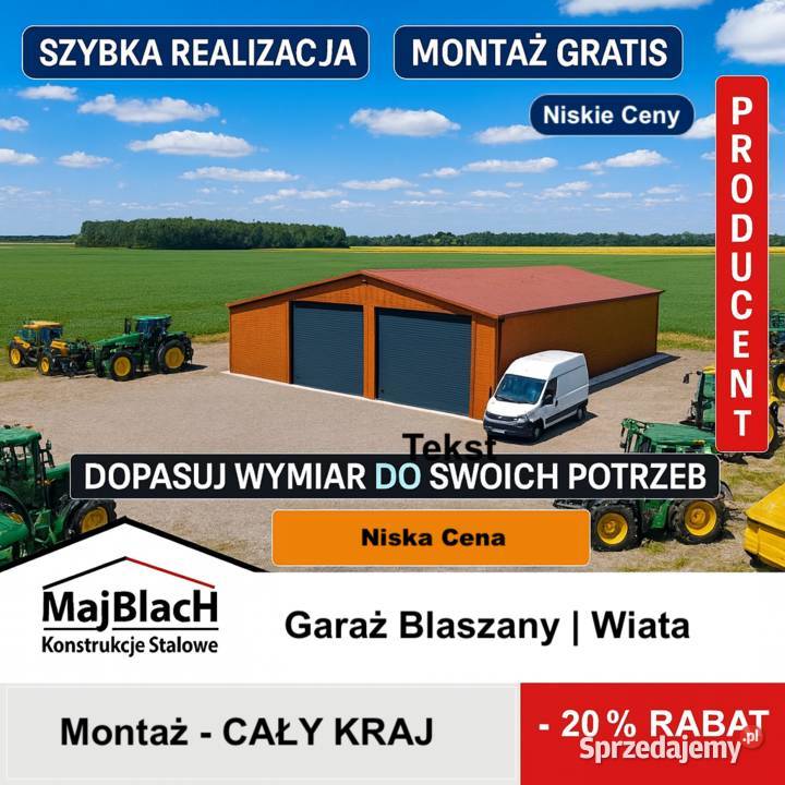 A118ZŁOTY DĄB Garaż Blaszany Brama Uchylna Hala Bełchatów