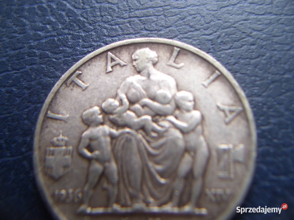 Stare monety 5 lir 1936 Włochy srebro Lesko