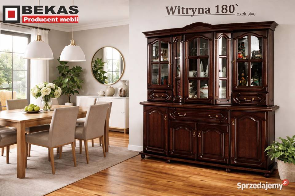 Komoda Dwie Witryny Klasyczna Jadalnia Salon Dąb 300cm Białystok