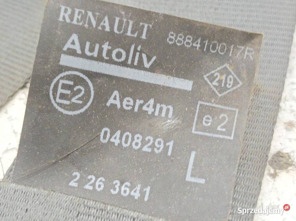 PAS BEZPIECZEŃSTWA PRAWY LEWY ŚRODEK TYŁ II RZĄD