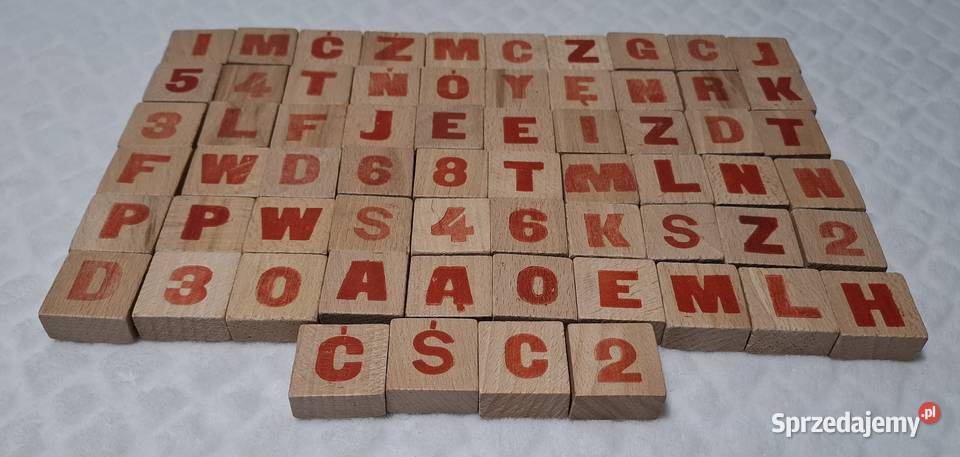 Klocki drewniane litery 44 Zabawka drewniana Czeladź