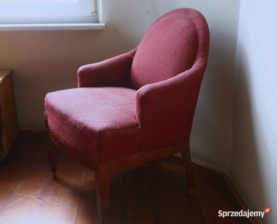 Dwa czerwone fotele oryginalne art deco retro