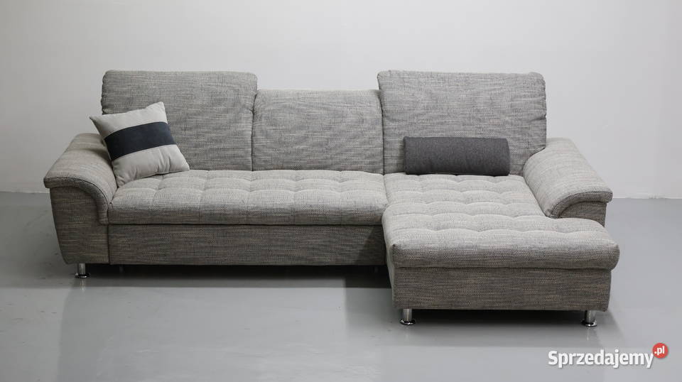 TPT Narożnik funkcja spania Szara tkanina kanapa wielkopolskie