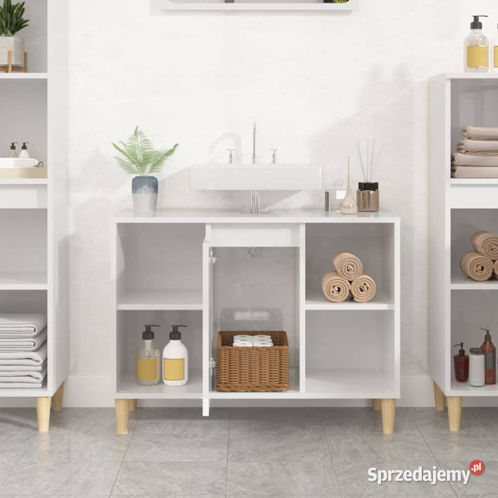 Szafka pod umywalkę biała wysoki połysk 80x33x60 Warszawa