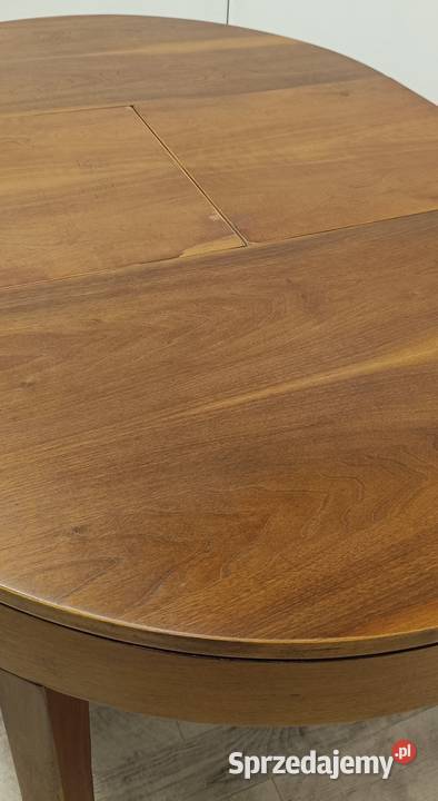 stół okrągly PRL vintage fornir orzech do salonu łódzkie Radomsko