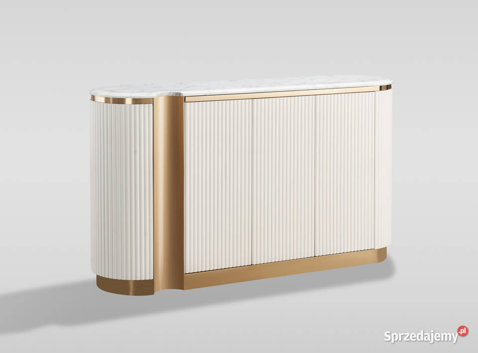 Ryflowana komoda biała złota Nutris Glamour Meble Golkowice