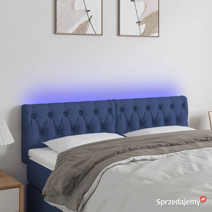 Zagłówek do łóżka z LED niebieski 144x7x7888 sprzedam