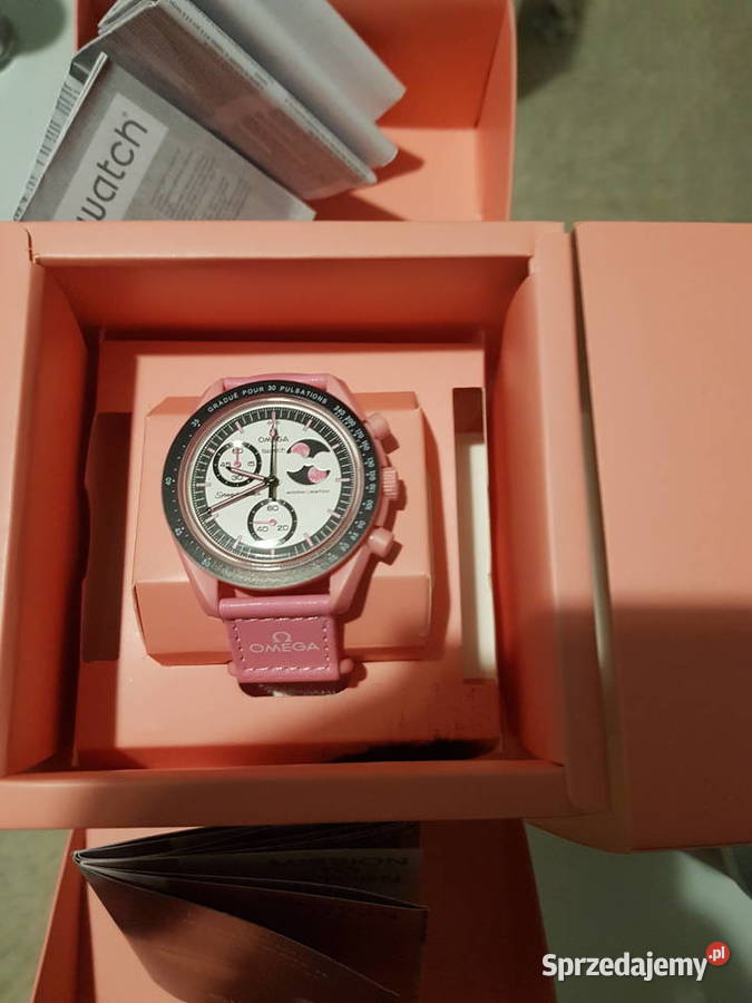 Zegarek nareczny Omega mission to the moon PINK Zegarki Milicz
