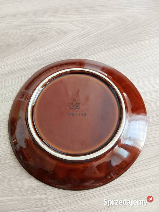 rązowy talerzyk deserowy Porcelit Pruszków wzór Kraków