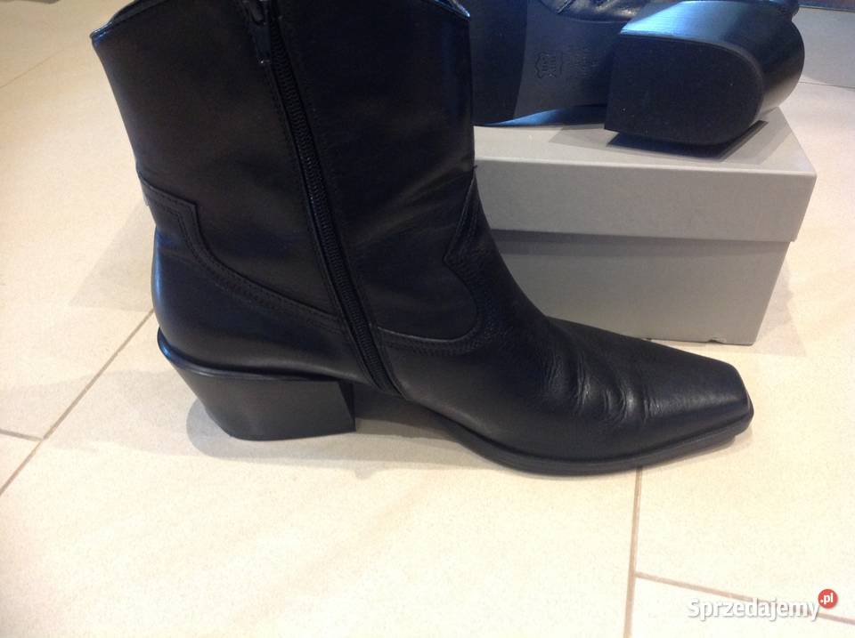 Kowbojki Krótkie Skórzane Buty Damskie KENNEL skóra Nowa Sól