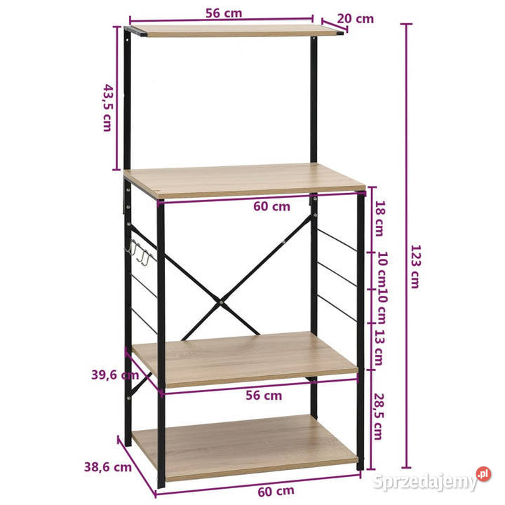 Szafka na mikrofalówkę czarnodębowa 60x396x123 Warszawa