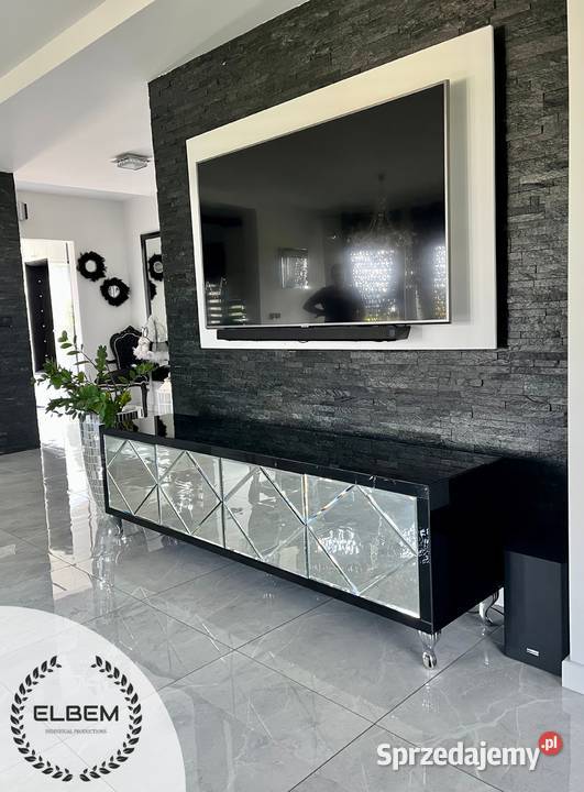 Szklana czarna szafka RTV Glamour Warszawa