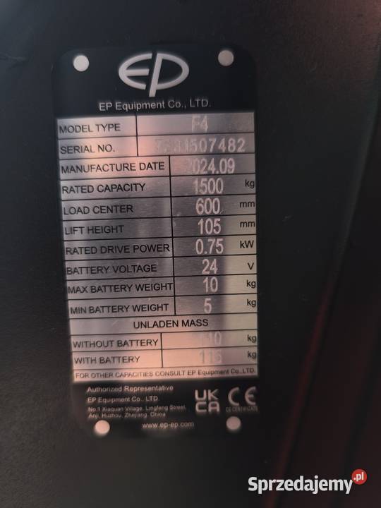 Paleciak elektryczny EP F4 wózek paletowy 1500 Jelenia Góra sprzedam
