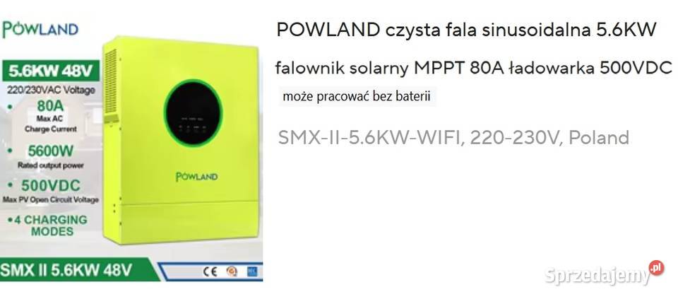 Falownik solarny MPPTczysta sinusoida 56kW wielkopolskie