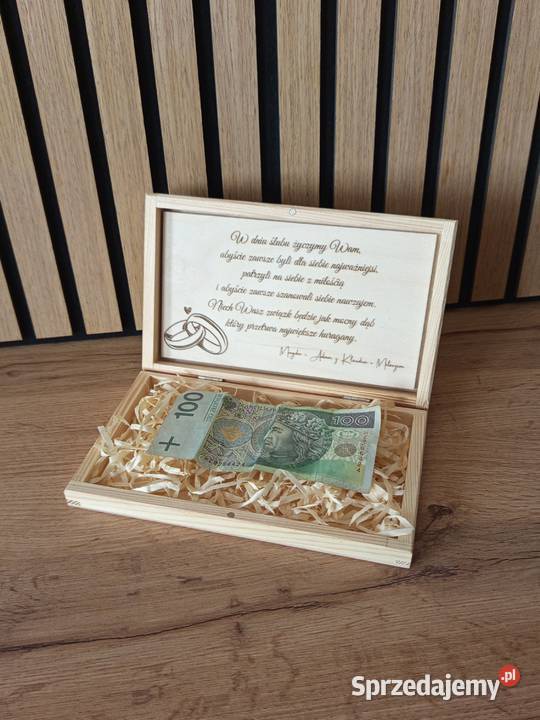 Personalizowane pudełko na pieniądze ślubne wzór Zabawne gadgety Bełchatów