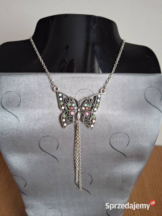 Niesamowity srebrny naszyjnik z motylem lubelskie Lublin