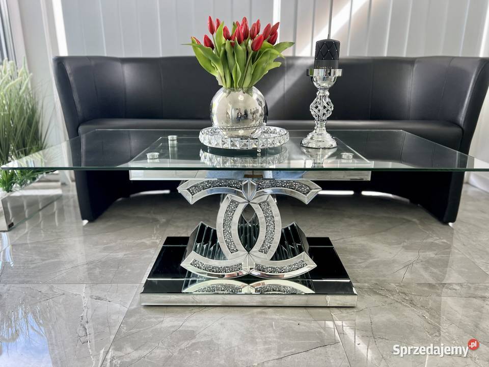 Lustrzany stolik kawowy CC z kryształkami Golkowice