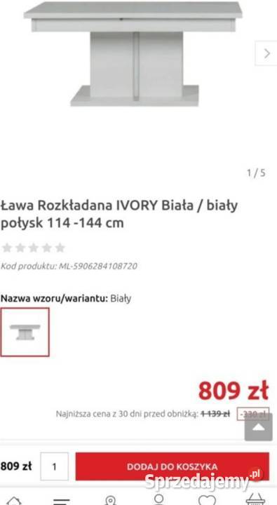 Stolik Stół Ława 114 rozkładany do 144 wysokość Tenczyn sprzedam