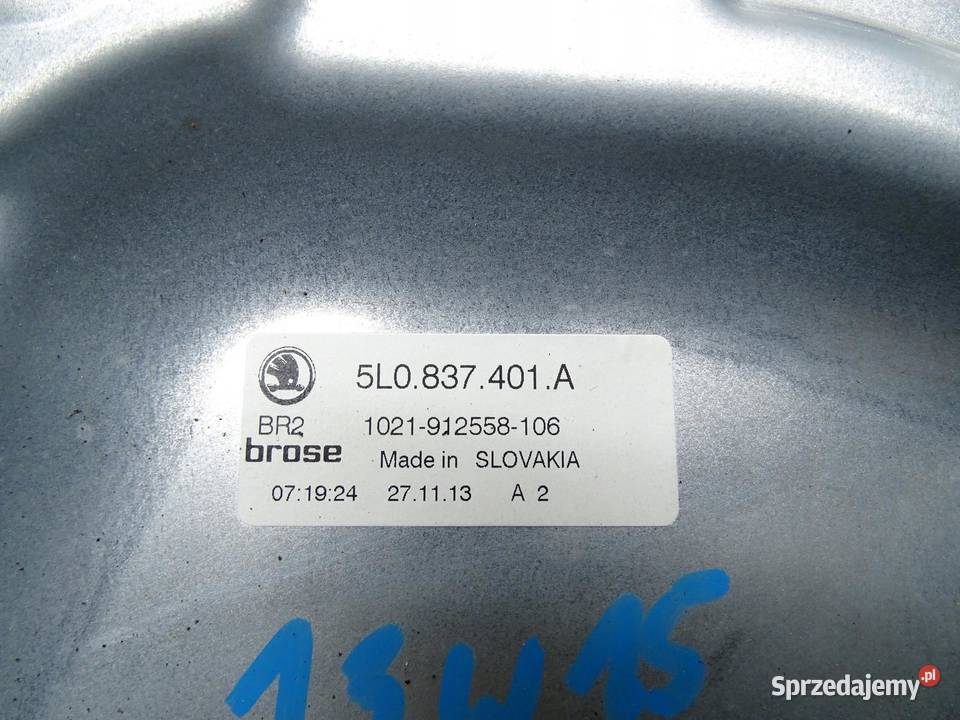 MECHANIZM PODNOSZENIA SZYBY LEWY PRZÓD PRZEDNI osobowe